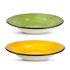 VELA ZAGARA 18-Piece Mediterranean Lemon Porcelain Stoneware Dinner Set for 6.