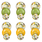 VELA ZAGARA 18-Piece Mediterranean Lemon Porcelain Stoneware Dinner Set for 6.