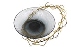 Glass Bowl With Iron Wire Stand.