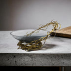 Glass Bowl With Iron Wire Stand.