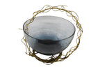 Glass Big Bowl With Iron Wire Stand.