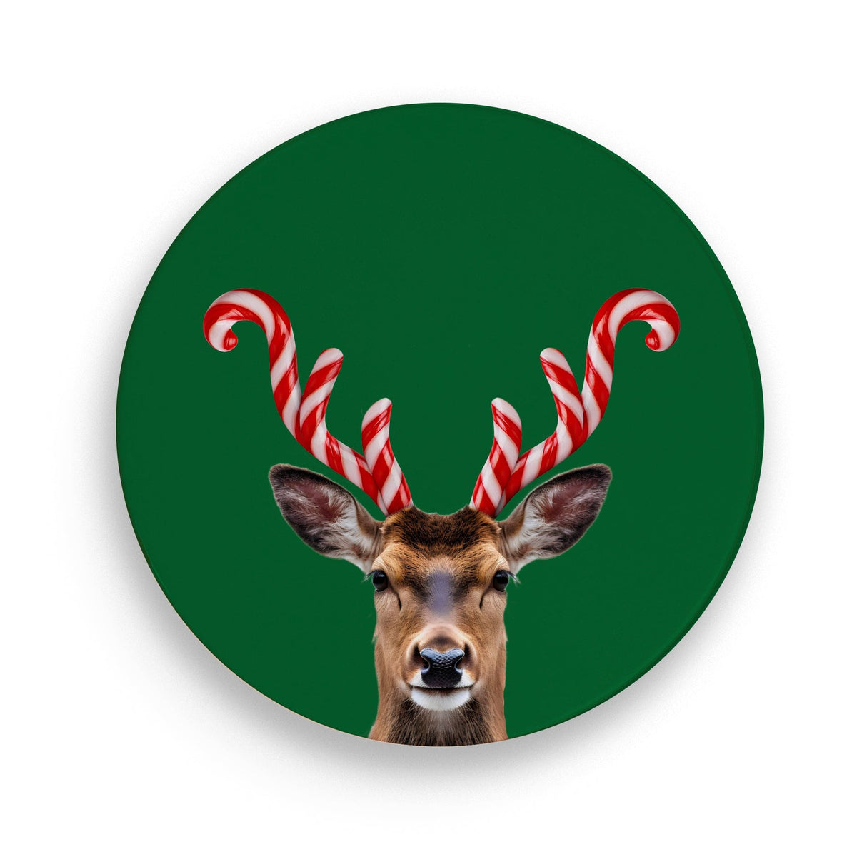 Ceramic Trivet Candy Cane Horn.