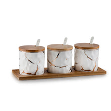 Charger l'image dans la galerie, Ensemble de boîtes en porcelaine blanche avec motif doré
