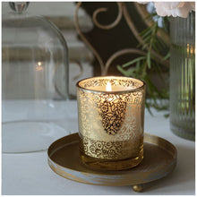 Lade das Bild in den Galerie-Viewer, Glasglocke mit Metallsockel Fleur D&#39;Or Kerze
