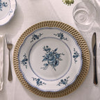 CAPPETTATA HERITAGE FLORALS 18-Piece Blue Floral Porcelain Dinner Set for 6.