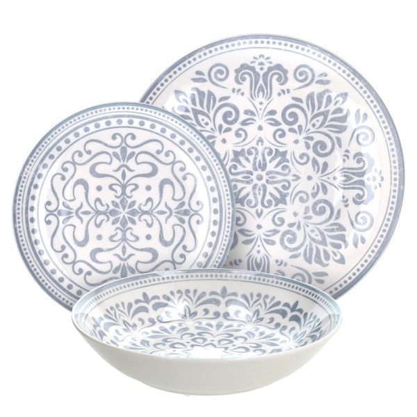 MADISON ARABESQUE 18-Piece Mediterranean Porcelain Dinner Set for 6.