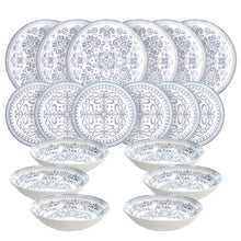 Load image into Gallery viewer, MADISON ARABESQUE 18-Piece Mediterranean Porcelain Dinner Set for 6.
