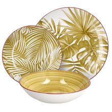 Load image into Gallery viewer, Madison Exotic 18-Piece Tropical Porcelain Dinner Set for 6 | Multicolour Botanical Tableware.
