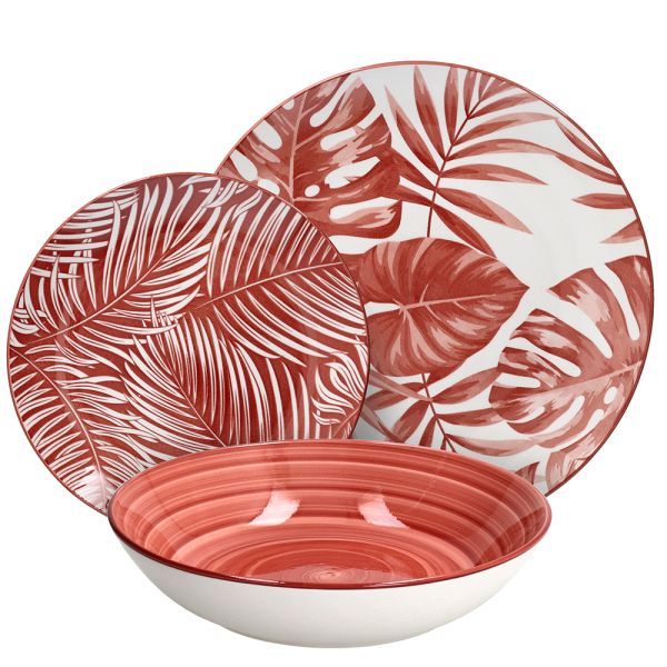 Madison Exotic 18-Piece Tropical Porcelain Dinner Set for 6 | Multicolour Botanical Tableware.