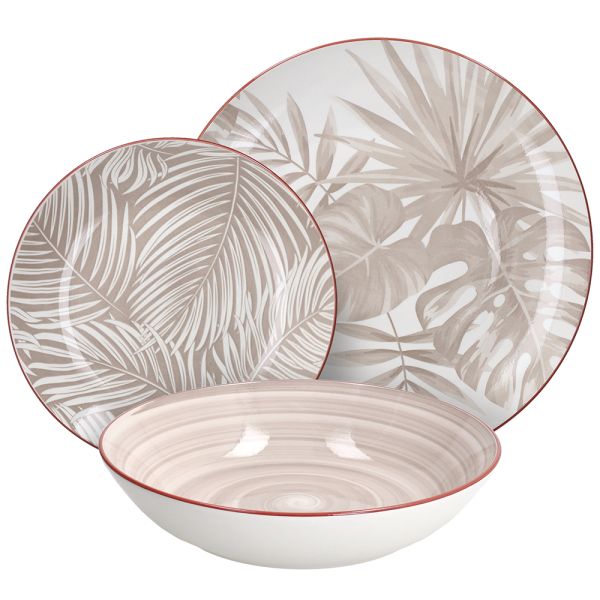 Madison Exotic 18-Piece Tropical Porcelain Dinner Set for 6 | Multicolour Botanical Tableware.