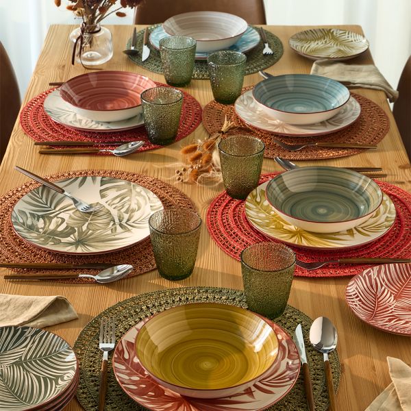 Madison Exotic 18-Piece Tropical Porcelain Dinner Set for 6 | Multicolour Botanical Tableware.