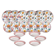 Load image into Gallery viewer, Moon Kimono 18-Piece Floral Porcelain Dinner Set for 6 | Luxury Japanese-Inspired Tableware.
