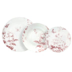 Moon Vie En Rose 18-Piece Pink Floral Porcelain Dinner Set for 6 | Elegant Romantic Tableware.