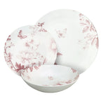 Moon Vie En Rose 18-Piece Pink Floral Porcelain Dinner Set for 6 | Elegant Romantic Tableware.