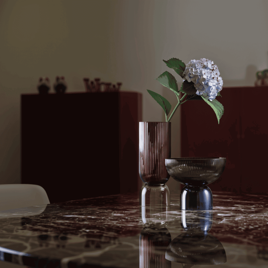 Glass Center piece Coffee Blue