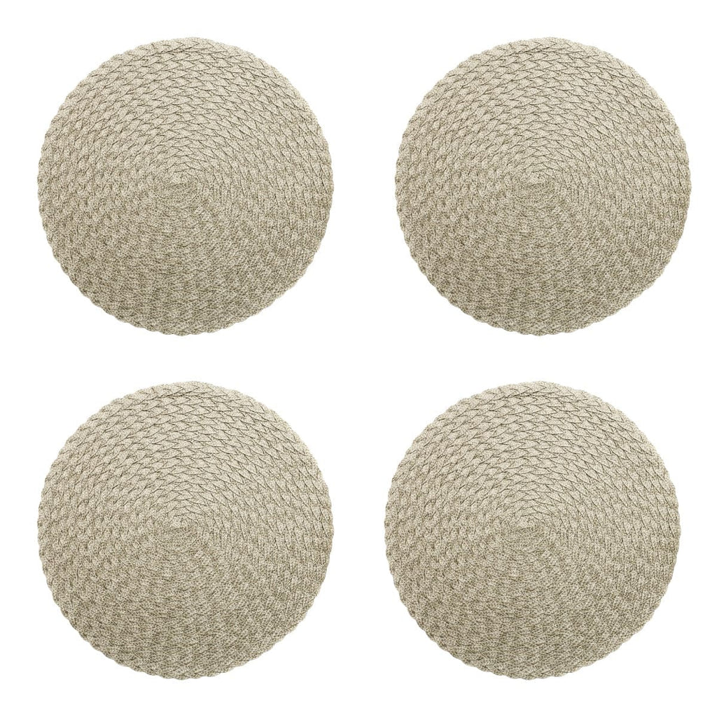 Set of 4 Placemat Polyester Light Green/Beige 38cm.