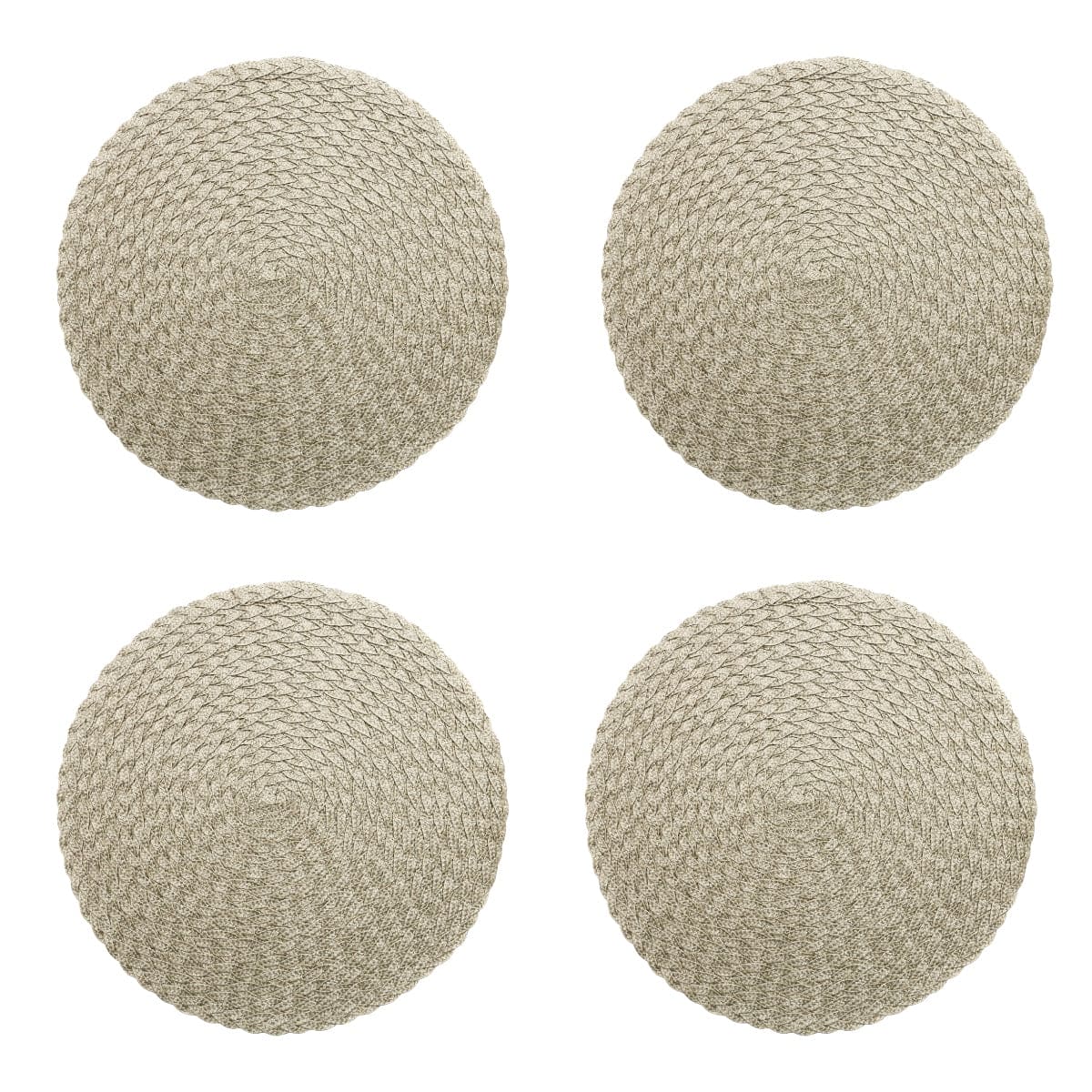 Set of 4 Placemat Polyester Light Green/Beige 38cm.