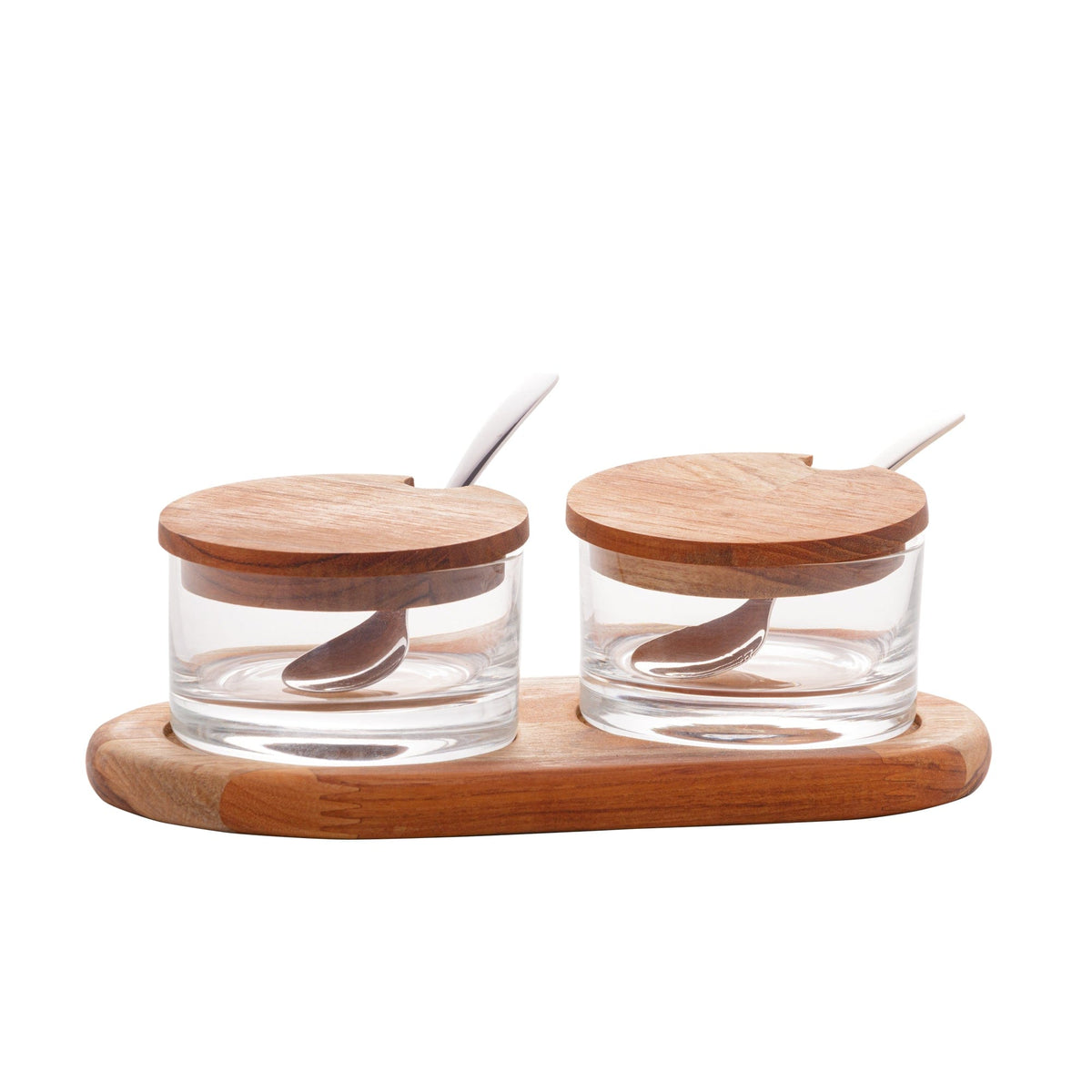 Wooden Support Double Bowl 24x13x8cm.