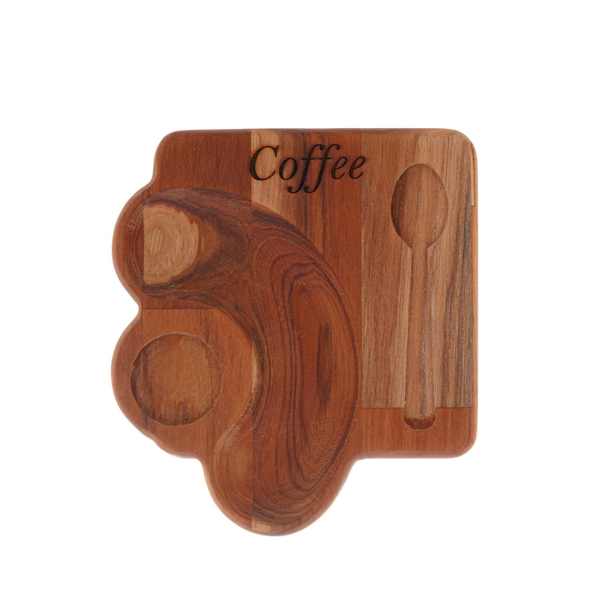 Porcelain Coffee Cup 93ml on a wooden tray 17x16x8cm.