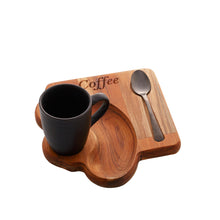 Load image into Gallery viewer, Porcelain Coffee Cup 93ml on a wooden tray 17x16x8cm
