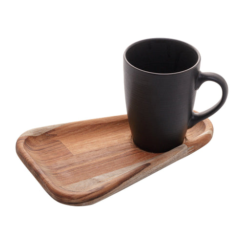 Porcelaine Mug 350ml and Wooden Saucer 22x15x11cm.