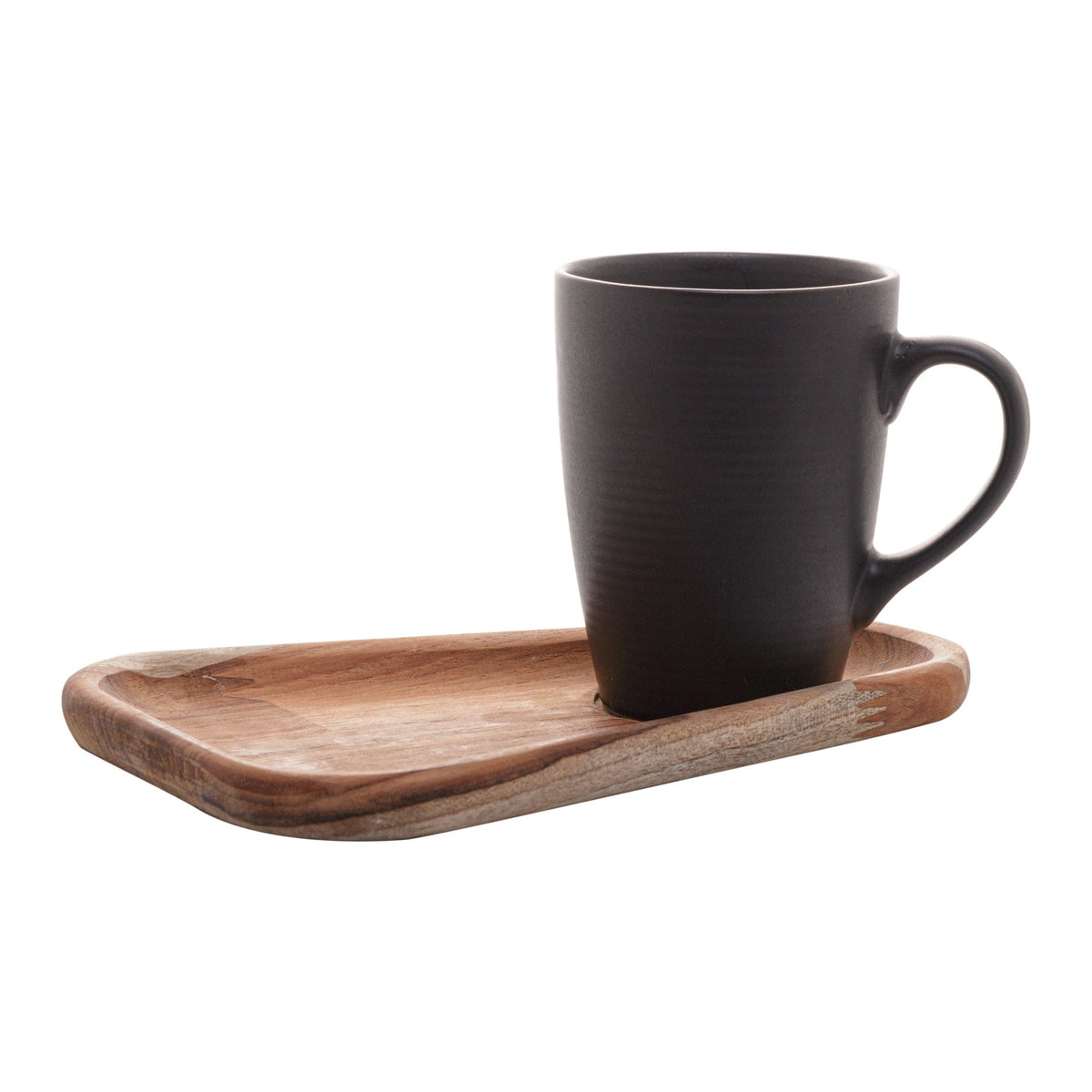 Porcelaine Mug 350ml and Wooden Saucer 22x15x11cm.