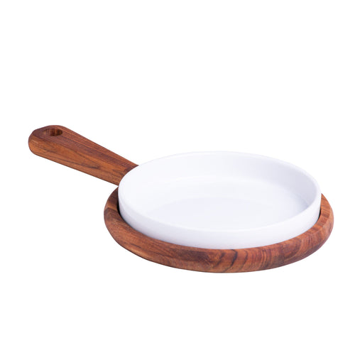 Wooden Board with a Porcelaine Plate 28x17x3cm.