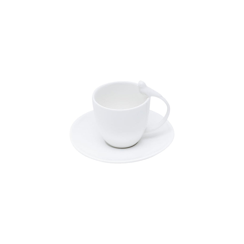 Set of 6 White Birds Cup and Saucer 85ml.