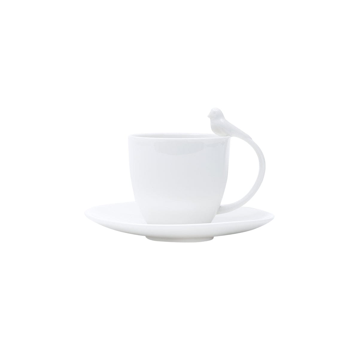 Set of 6 White Birds Cup and Saucer 85ml.