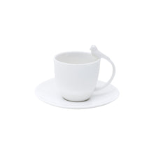 Lade das Bild in den Galerie-Viewer, White Birds Porzellan Kaffee-/Espresso-Tasse und Untertasse 85ml
