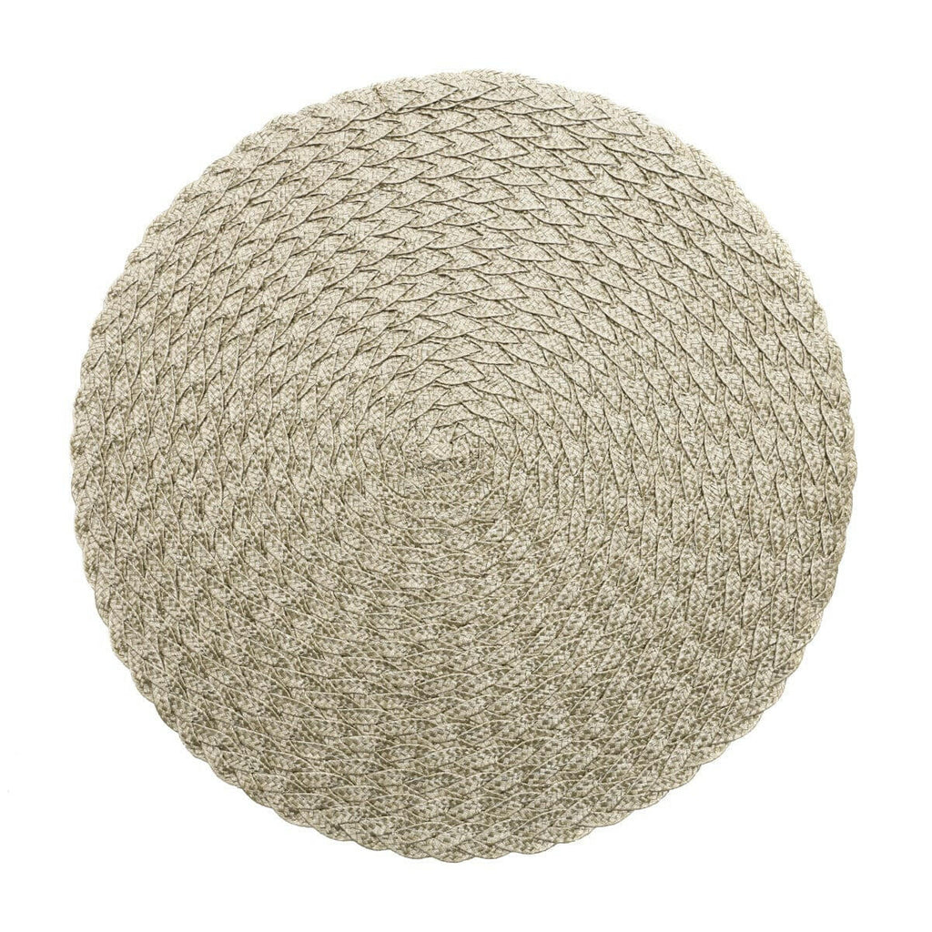Set of 4 Placemat Polyester Light Green/Beige 38cm.
