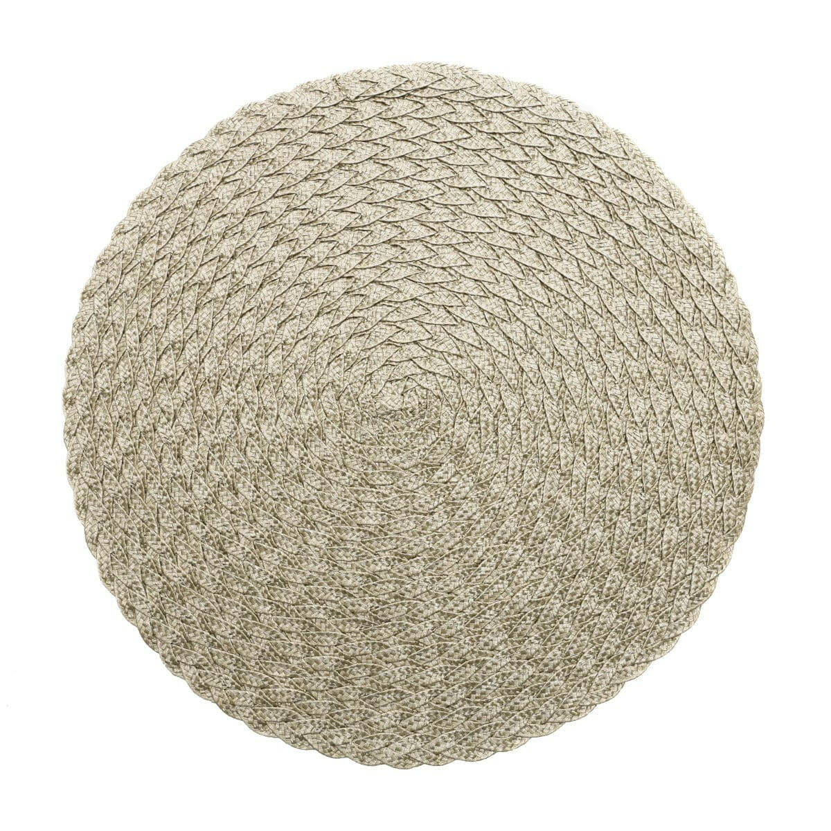 Set of 4 Placemat Polyester Light Green/Beige 38cm.