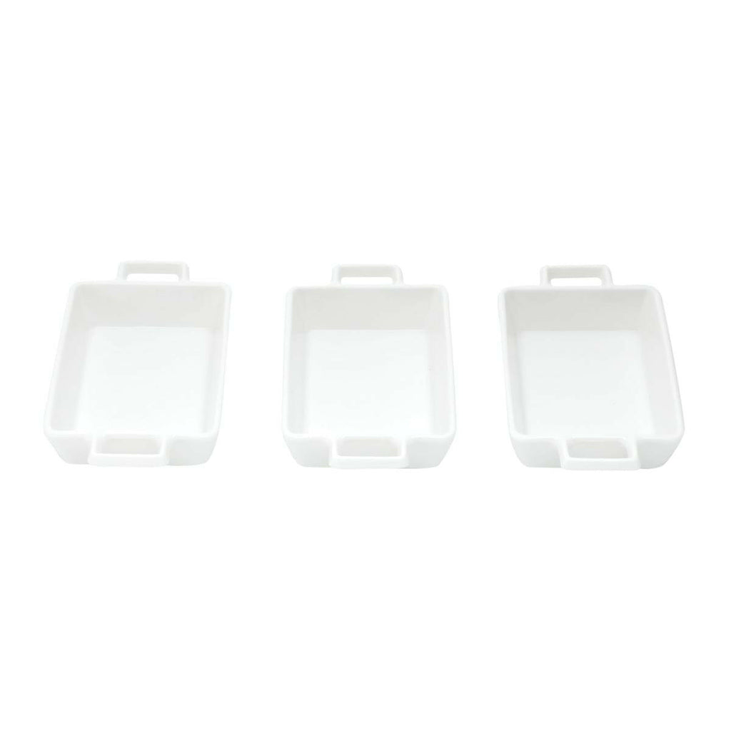 Set of 3 Porcelain Appetiser white dishes 16x8x3cm.