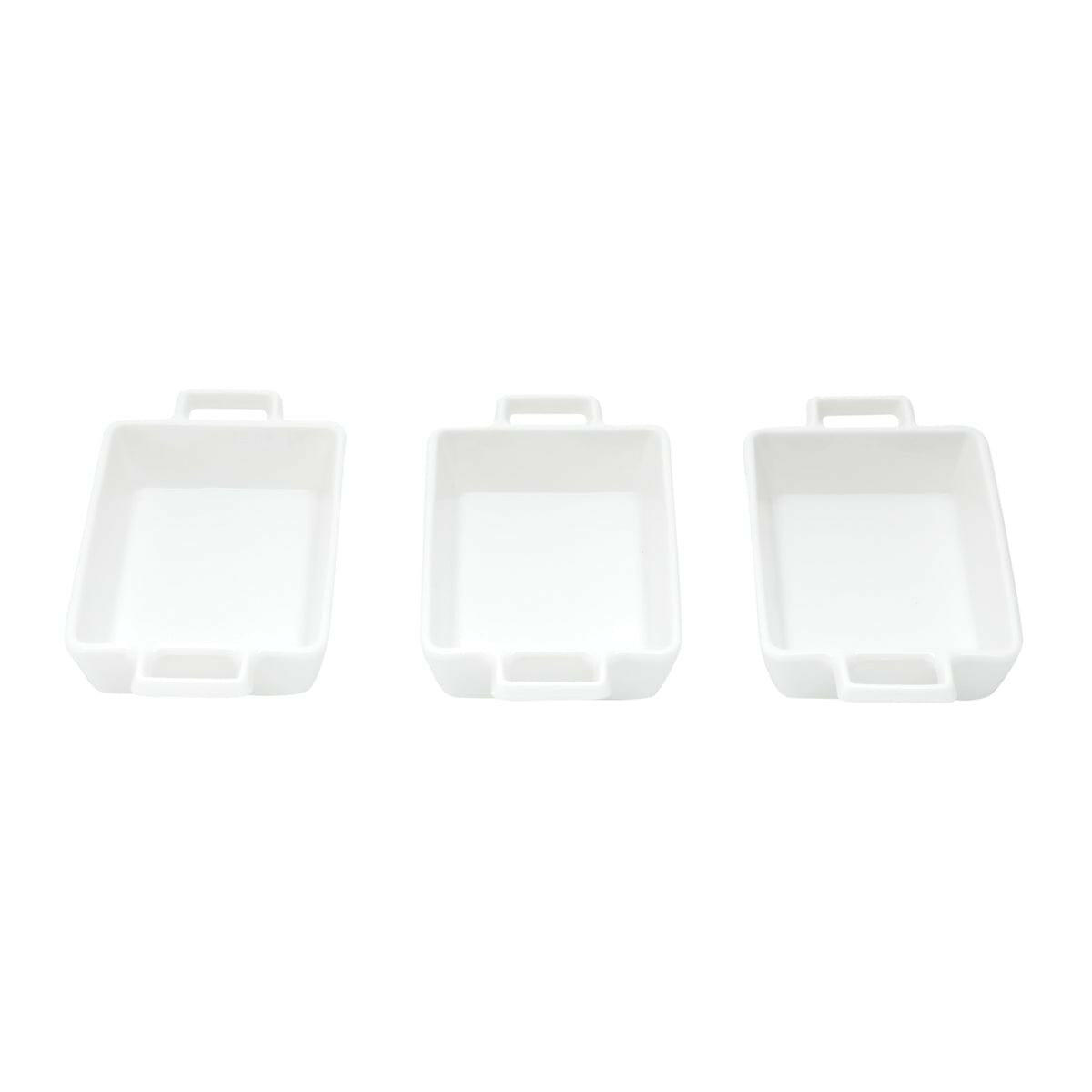 Set of 3 Porcelain Appetiser white dishes 16x8x3cm.