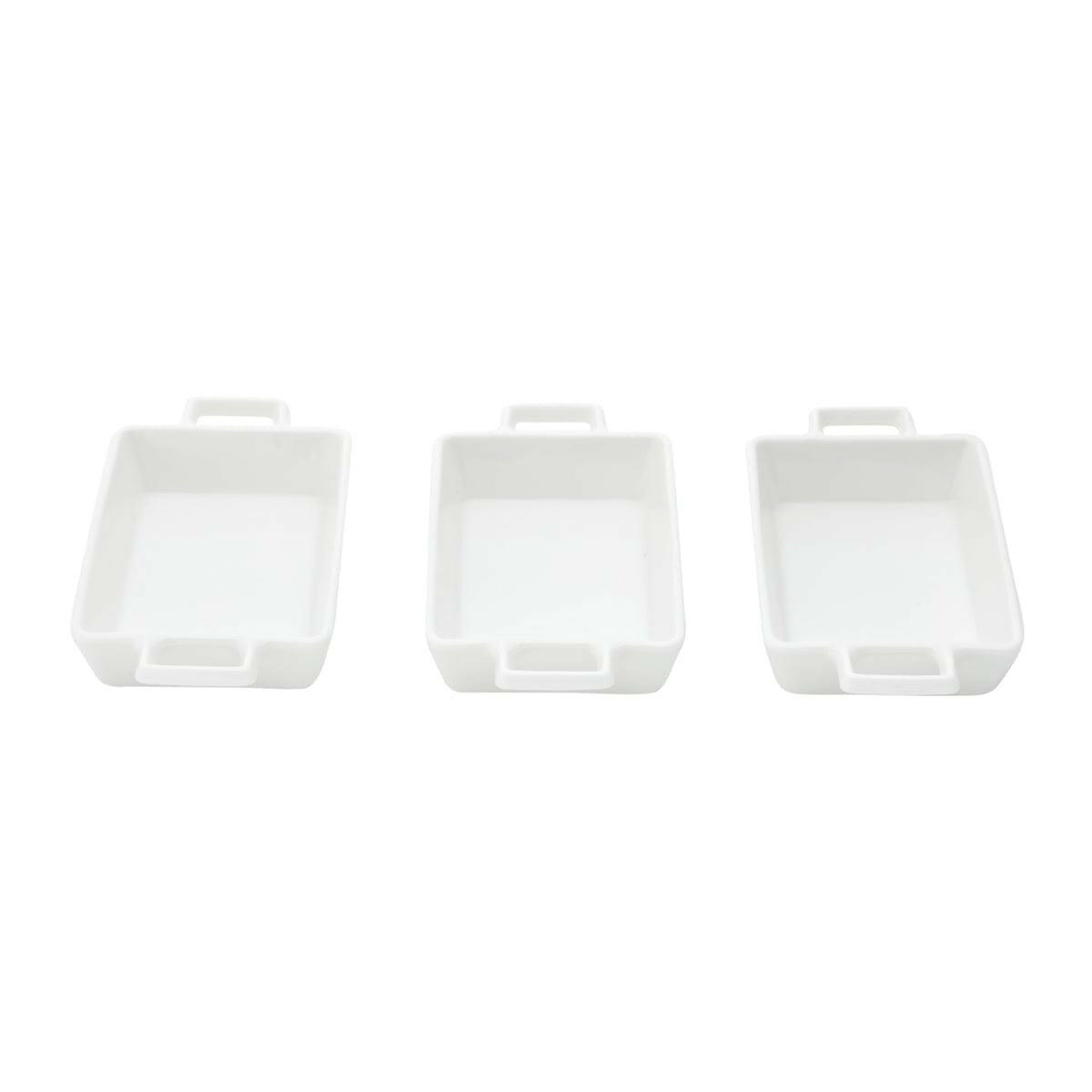 Set of 3 Porcelain Appetiser white dishes 16x8x3cm.