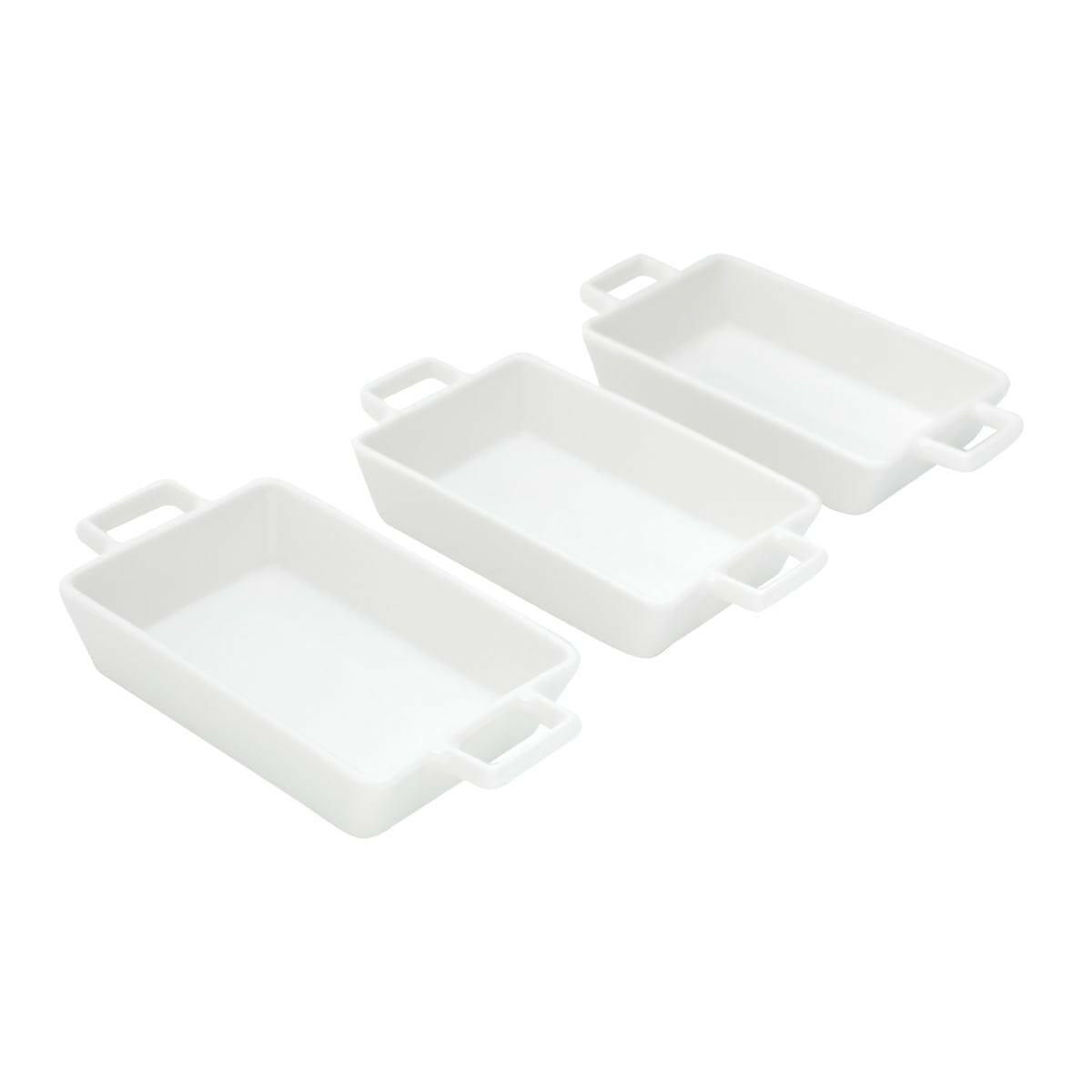 Set of 3 Porcelain Appetiser white dishes 16x8x3cm.
