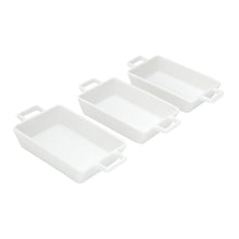 Load image into Gallery viewer, Set of 3 Porcelain Appetiser white dishes 16x8x3cm
