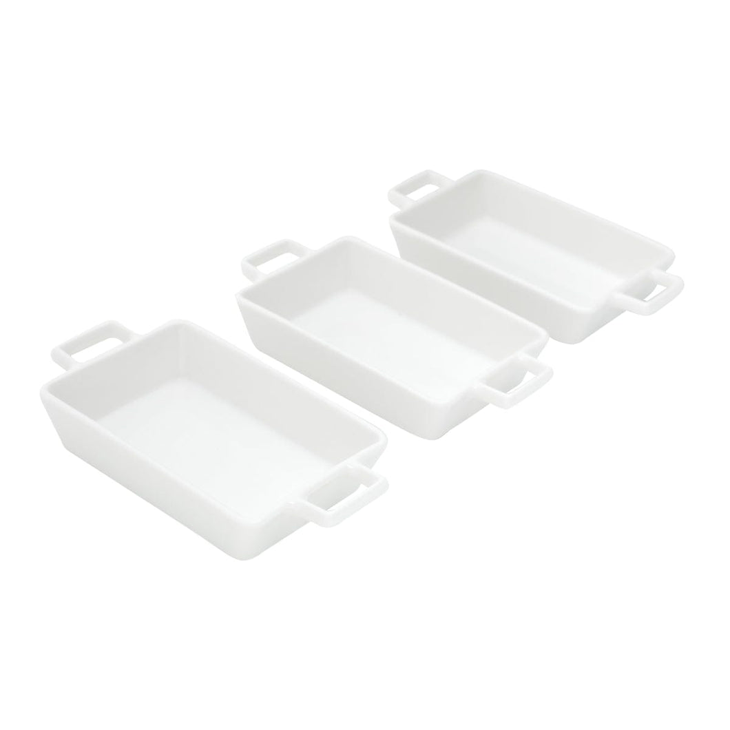 Set of 3 Porcelain Appetiser white dishes 16x8x3cm