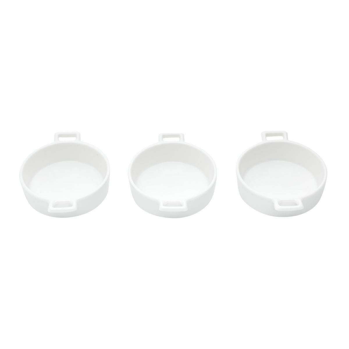 Set of 3 Porcelain Appetiser white dishes 12x9x3cm.