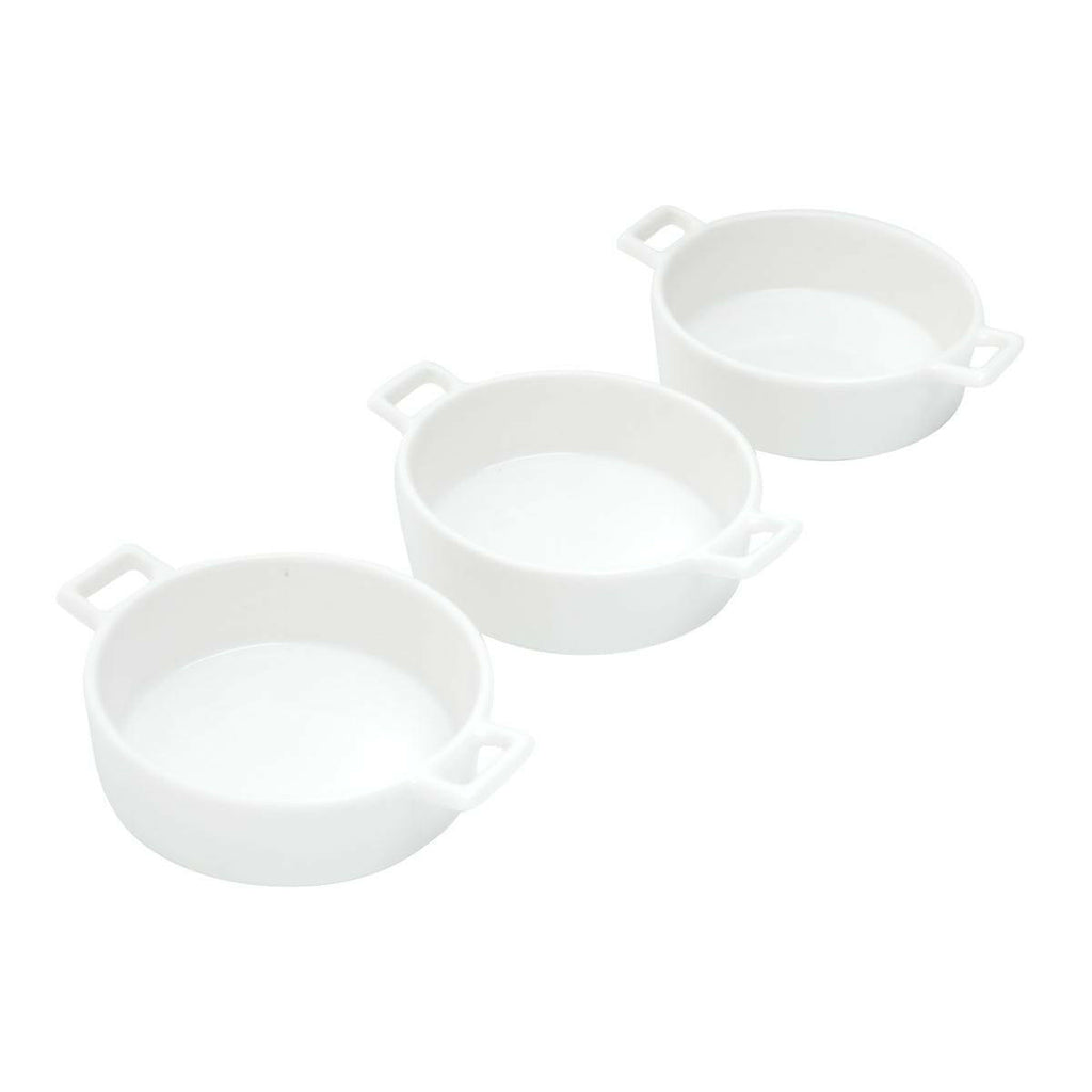 Set of 3 Porcelain Appetiser white dishes 12x9x3cm.