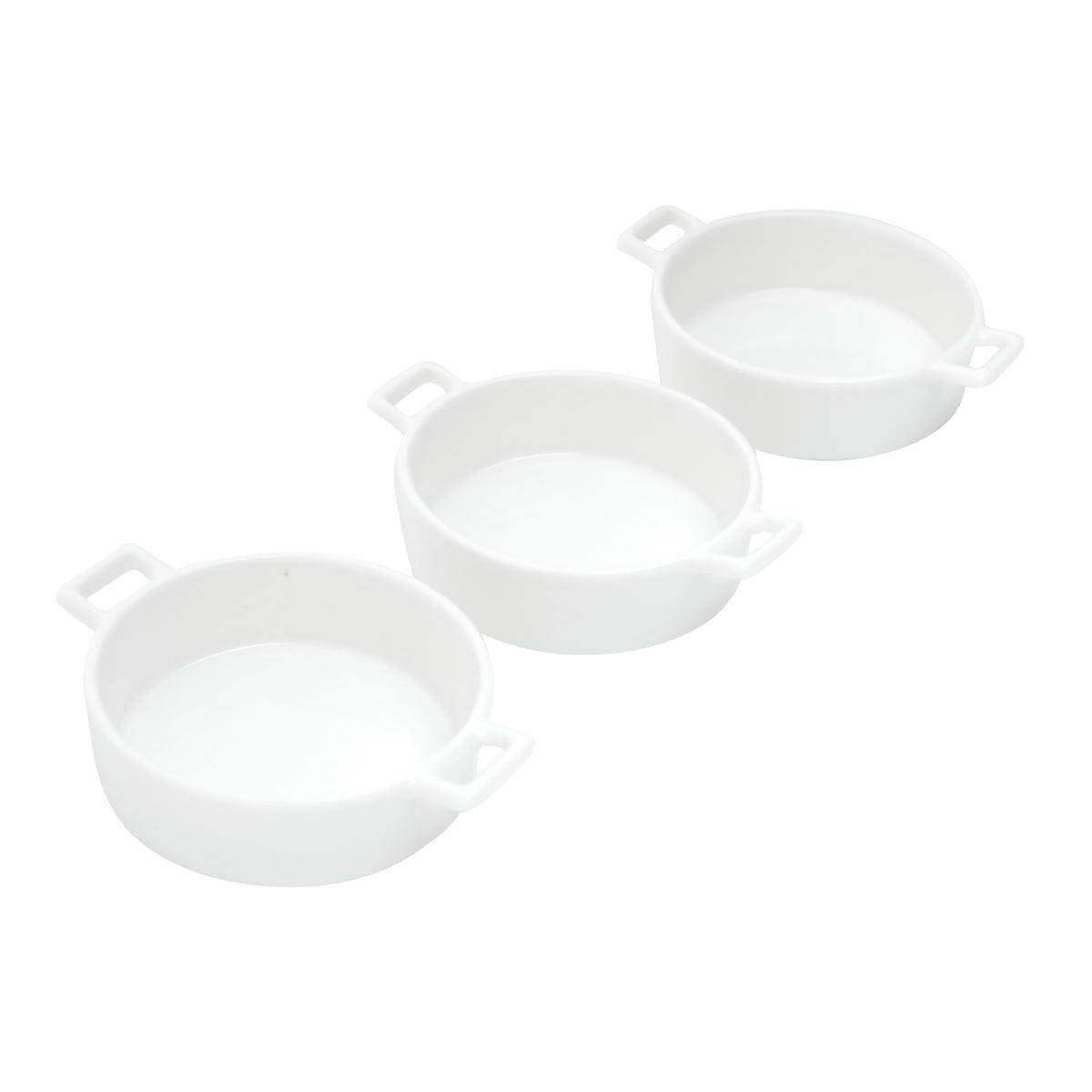 Set of 3 Porcelain Appetiser white dishes 12x9x3cm.