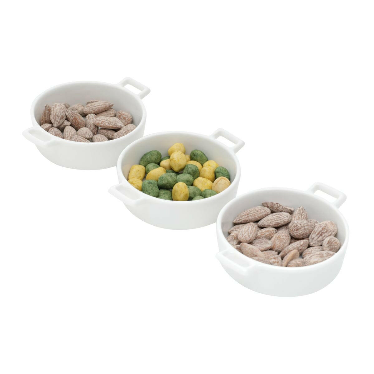 Round appetiser porcelain dish set of 3