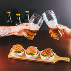 Appetiser porcelain dish set with a bamboo board