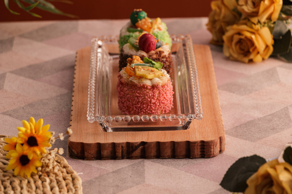 Crystal pearl serving plate 30x12x3cm..