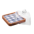 Wooden Cheese Platter with Glass Cover 24x24x15cm.