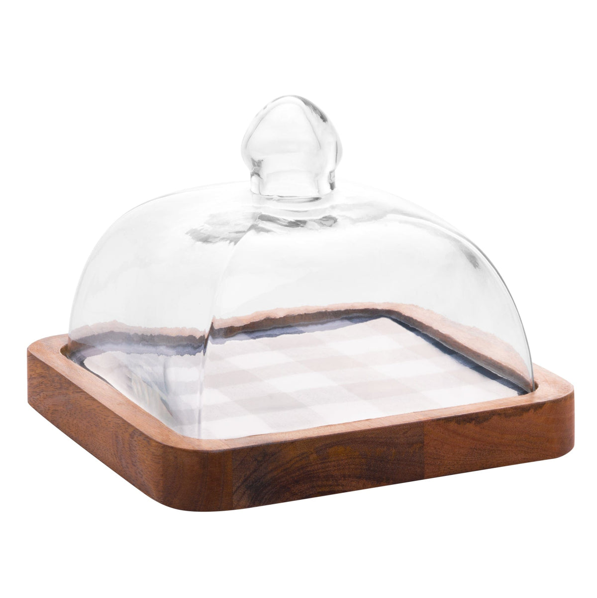Wooden Cheese Platter with Glass Cover 24x24x15cm.