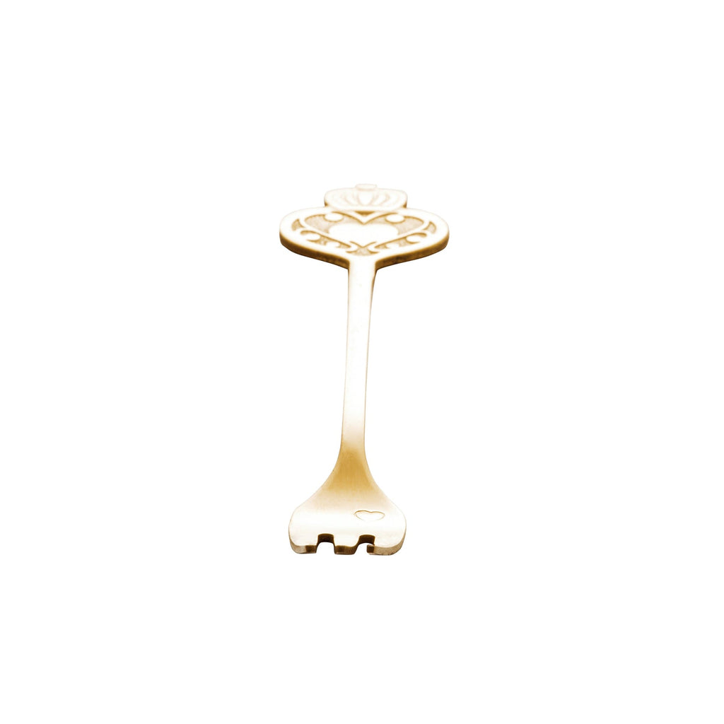 Set of 4 Stainless Steel Gold Key Cake Forks.