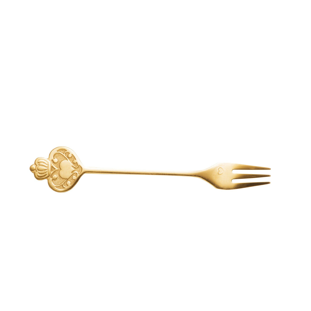 Set of 4 Stainless Steel Gold Key Cake Forks.