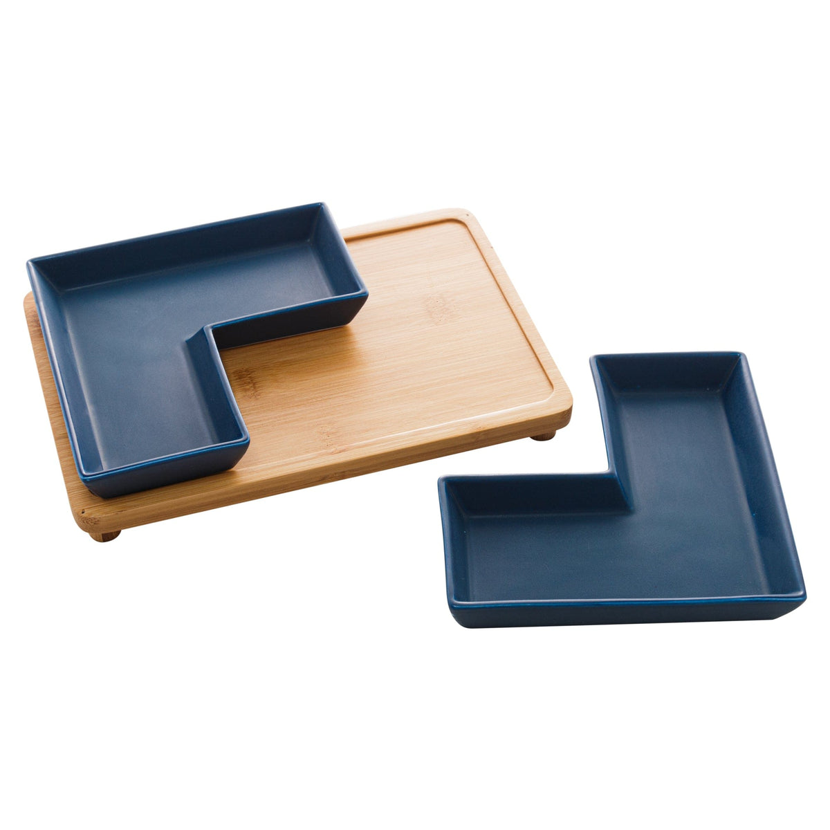 Porcelaine Blue 2 pieces Appetizer set  23x15x5cm.