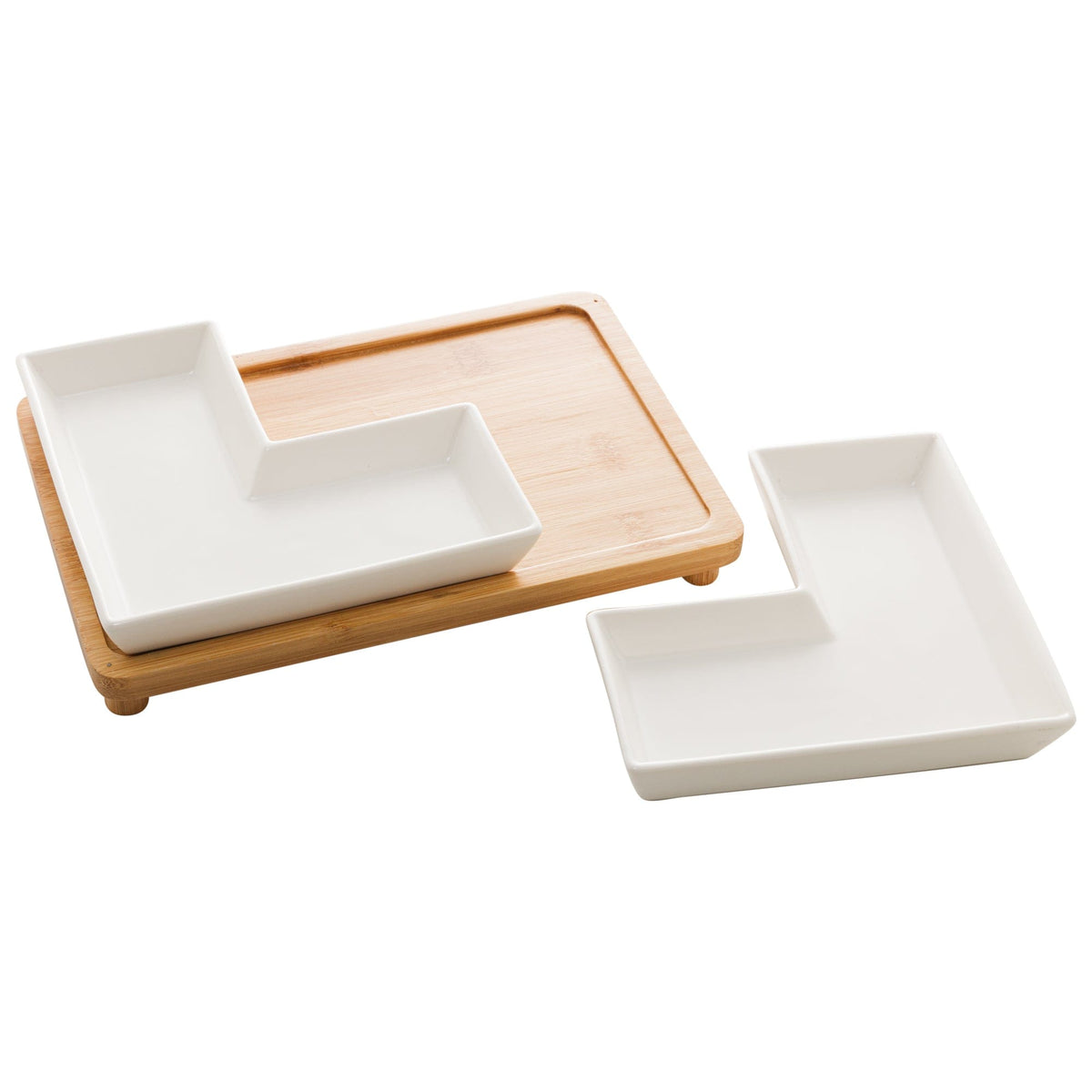 Porcelaine White 2 pieces Appetizer set 23x15x5cm.
